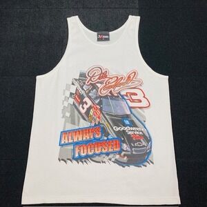 Chase Authentics Dale Earnhardt 3 Always Focused White Tank Top Mens Medium